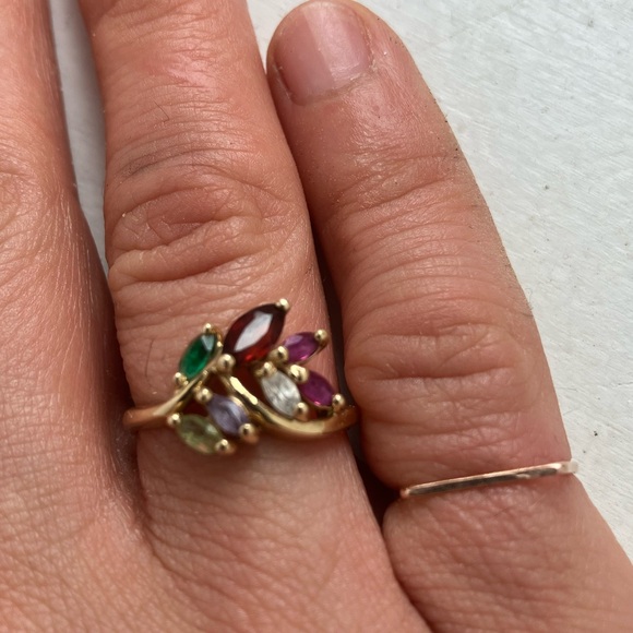 Multicolor Gemstone 10k Gold Ring - Picture 2 of 5